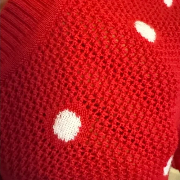 Christopher & Banks Red Cardigan with White Dots - Picture 4 of 6